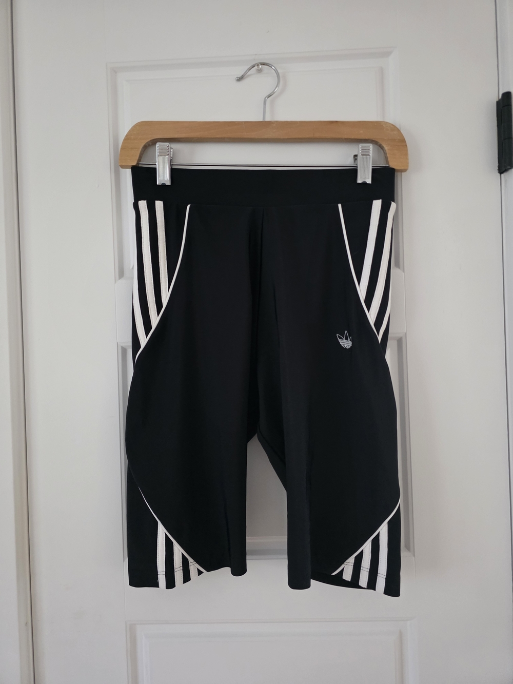 adidas Black Athletic Shorts with White Stripe Accents